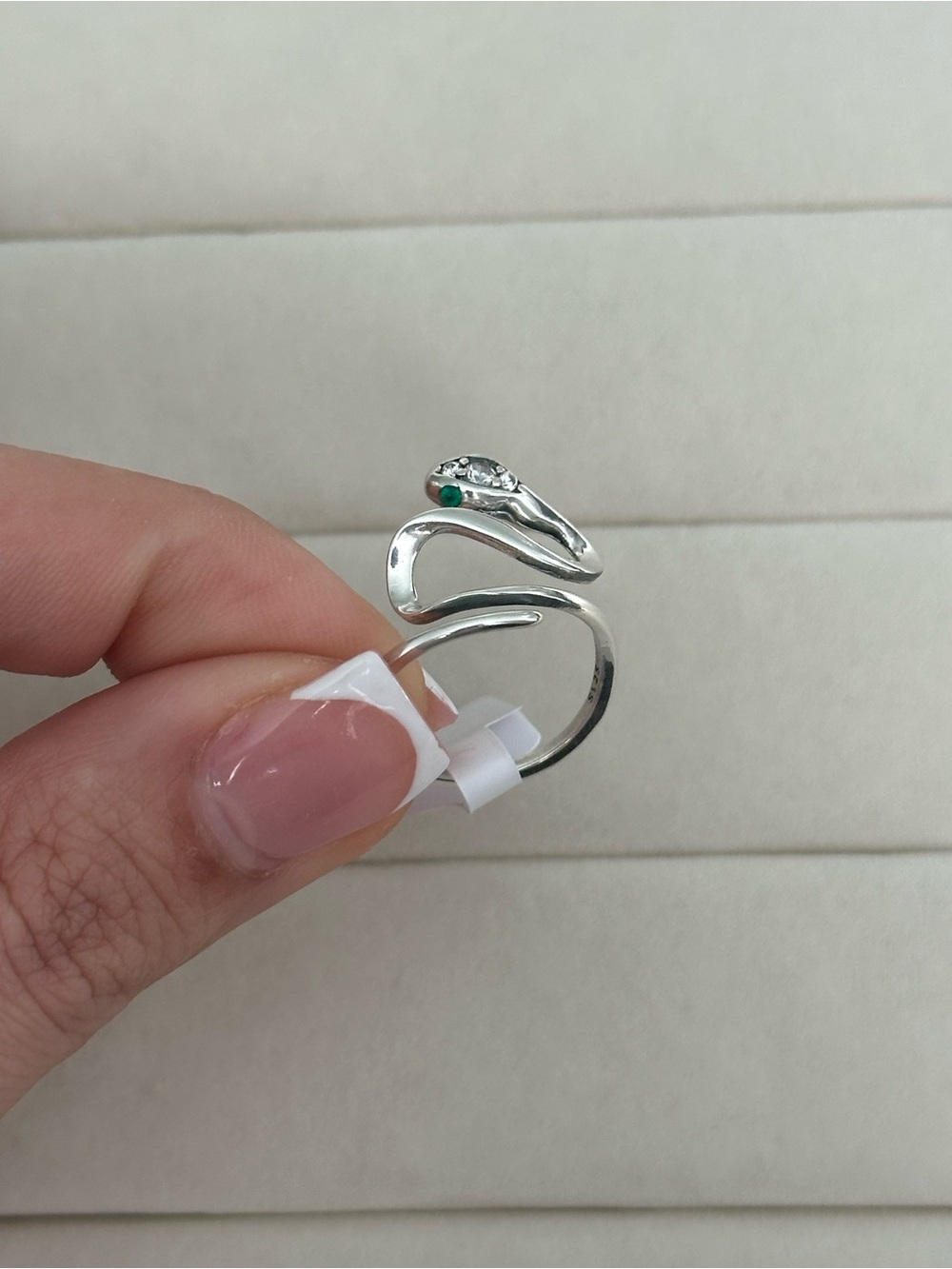 New! Sterling Silver Snake Wrap Ring with Green Accent - Picture 5 of 7